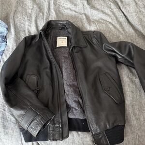 Ben Sherman Black Leather Bomber Jacket